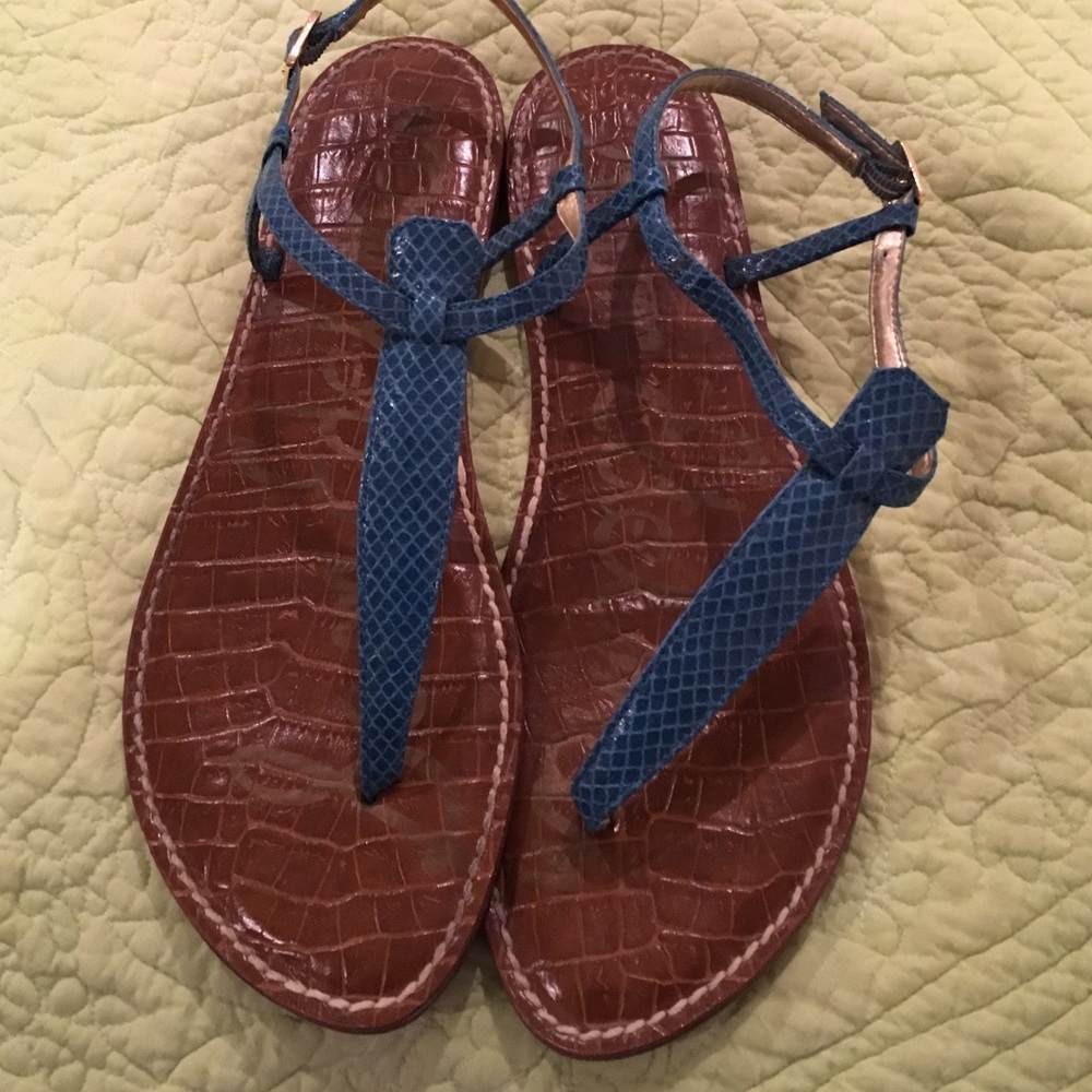 Sam Edelman Textured Blue and Brown Sandals
